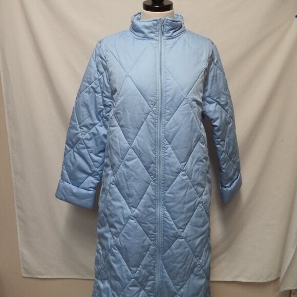 Ella Simone Down-Alternative Zip Robe sleepwear blue Pockets Size Sz Large Lg L